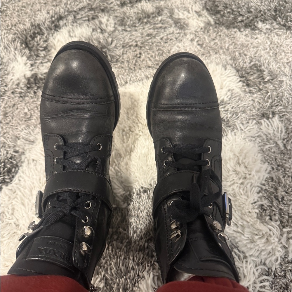 Prada Black Combat & Moto Boots